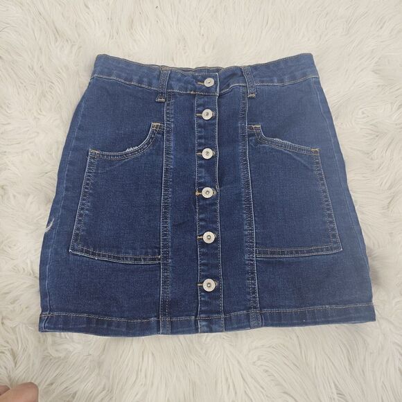 ADRIANO GOLDSCHMIED Sz14Y GIRL'S THE COLETTE BUTTON FRONT STRETCH DENIM SKIRT AG - Picture 1 of 6